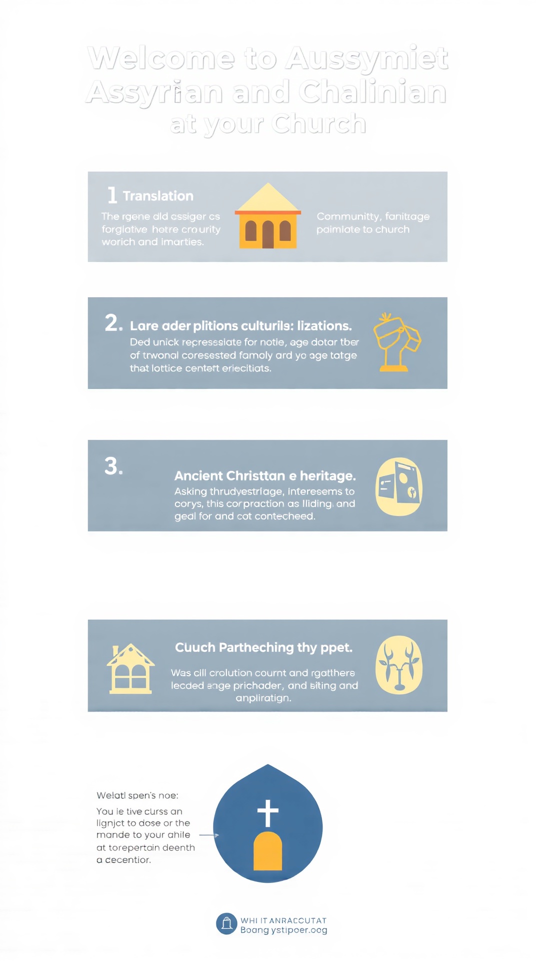 Infographic showing 5 steps to welcome Assyrian and Chaldean families at your church